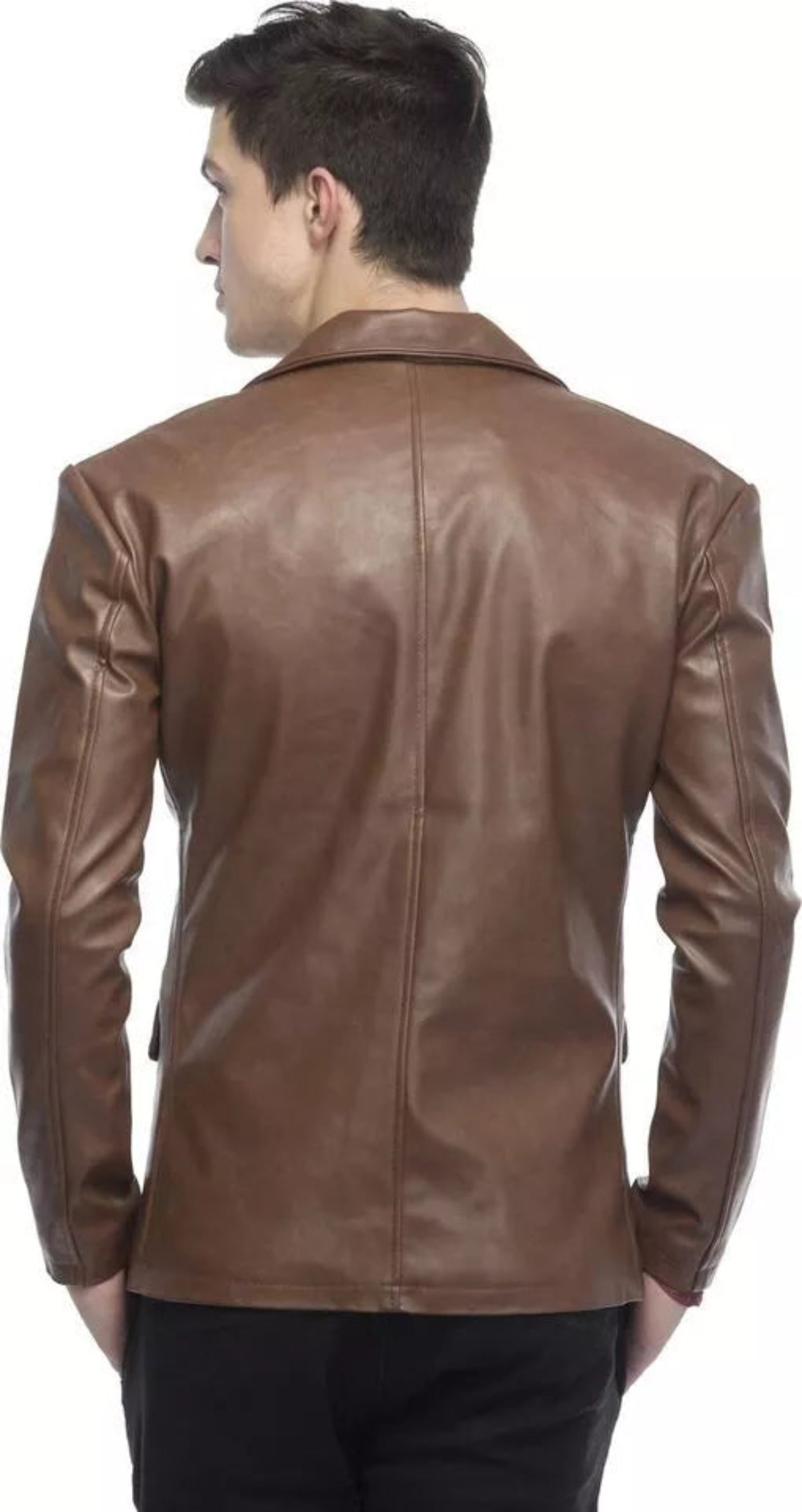 Dark Brown Leather Blazer For Men