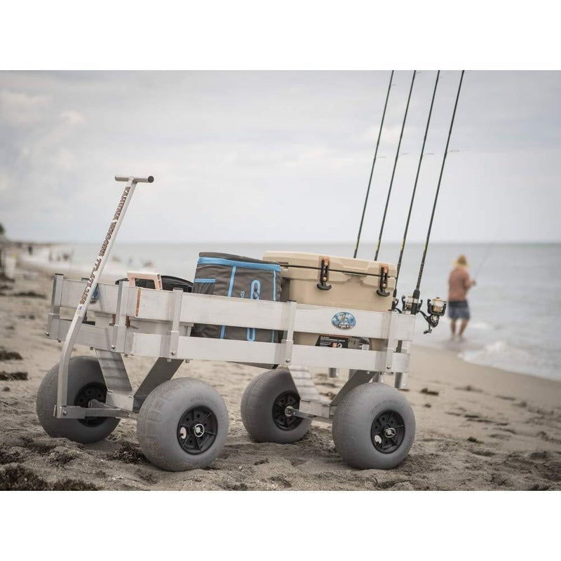 Alumacart Big Kahuna ALUM115 Rust Resistant Large Beach and Fishing Wagon with Rod Holders New