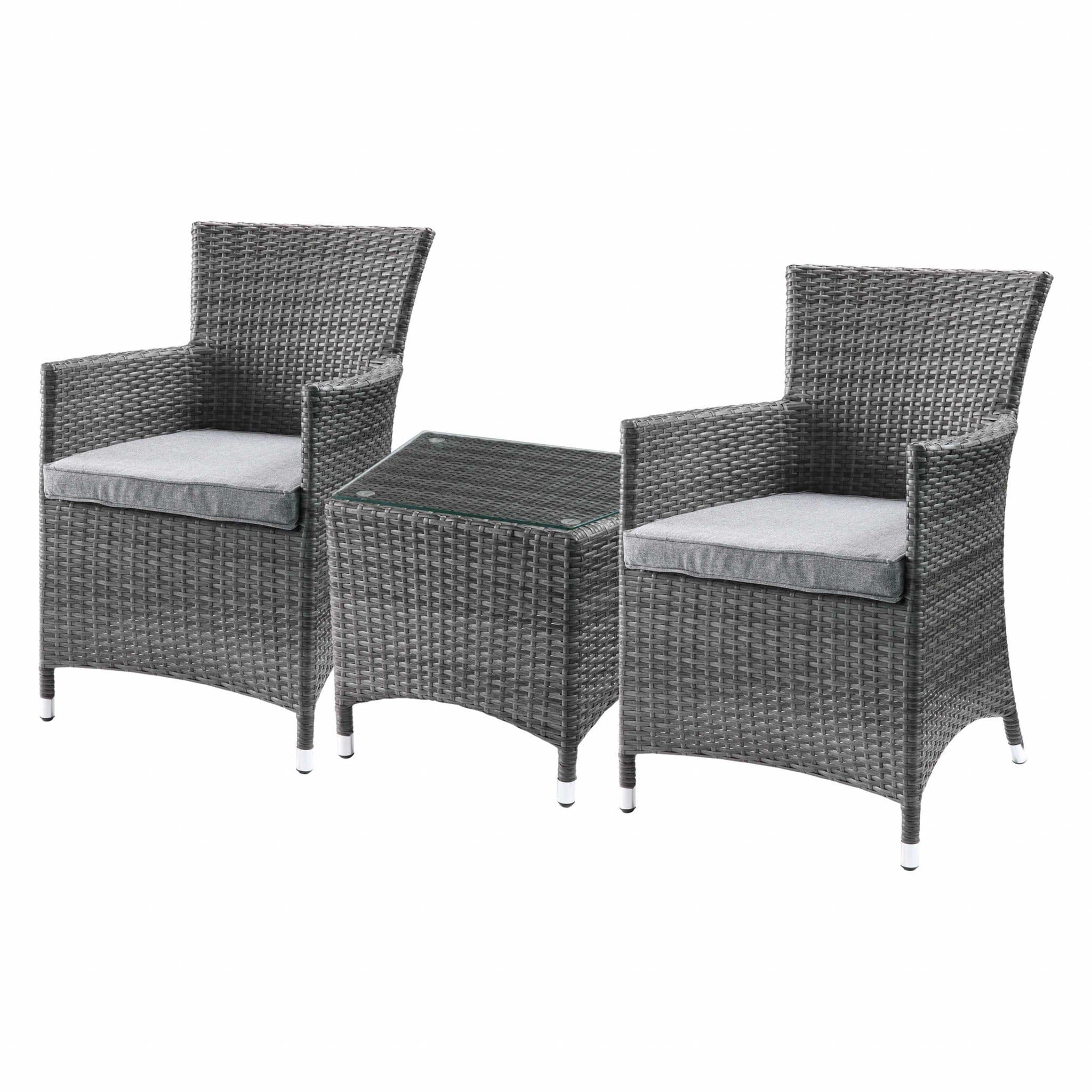 24" X 24" X 35" 3Pc Gray Fabric And Wicker Patio Bistro Set - 318794